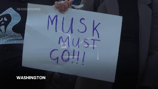 Protesters against Elon Musk's efforts to consolidate federal government gather in Washington