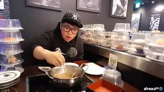 먹방 창배tv 스시오 블랙컨테이너 초밥 무제한 리필 40그릇 80피스 먹방 Mukbang eating show