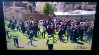 football players fighting rangers v motherwell 31/05/2015 bt sport