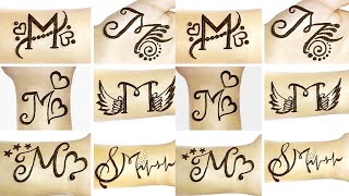 "M" letter mehndi tattoo. "M" name mehndi design. easy "M" letter mehndi design. "M" tattoos.