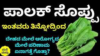 ಪಾಲಕ್ ಸೊಪ್ಪು ಹೀಗೆ ಮಾಡಿ ತಿಂದ್ರೆ ದೇಹದ ಮೇಲೆ ಪರಿಣಾಮ ಏನಾಗತ್ತೆ ಗೊತ್ತಾ?| Palak Health Benefits in Kannada