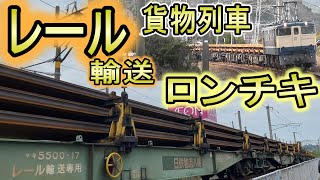 レール輸送車 「ロンチキ」 走行シーン (チキ5500形など) JR九州・日鉄物流八幡 日鉄チキ JR西日本 貨物列車 (ロングレール輸送貨車) カーブを曲がるシーンも収録！