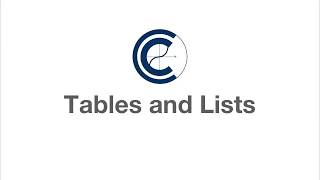 Tables and Lists [ClassClac Tutorial]