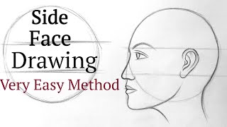 how to draw a side view face male Drawing a side face view EASY tutorial step by step for beginners