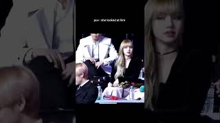 Pov : Lisa looked at Taehyung 😱😇🥰 || laxmi edit || #taehyung #lisa #taelice #blackpink #shorts