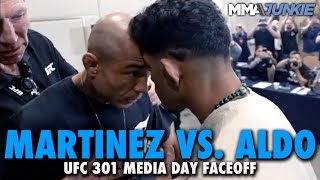 Jose Aldo Gets in Jonathan Martinez's Face, Separated During First Staredown | UFC 301