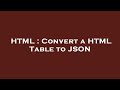 HTML : Convert a HTML Table to JSON