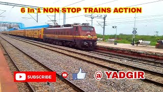 6 in 1 | NON STOP TRAINS Action At Yadgir Railway Station | #indianrailways #yadgir  #wdp4d #wag9