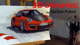 #Porsche 3D DRAWING ║ #SpeedPainting optical Illusion║by Stefan Pabst
