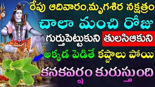 రేపు ఆదివారం,మృగశిర నక్షత్రం తులసిఆకుని అక్కడ పెడితే కష్టాలు పోయి ధనలాభం కలుగుతుంది