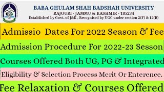 BGSB University Rajouri Admission Process For 2022/ Courses \u0026 Eligibility/Merit Or Enterence