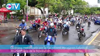 Caravana motorizada por la Paz recorre Masaya en Saludo al 39 aniversario de la Revolución