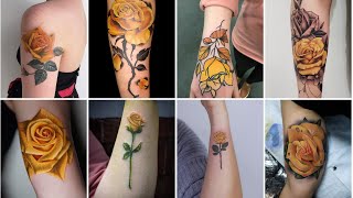 Lovely Yellow ROSE Tattoos For Girls 2025 | Cute Yellow Rose Tattoos For Ladies | Women's Tattoos!