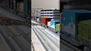 #4072レ イメージ N-scale model, Sea container freight cars. 海上コンテナ 貨物列車 Nゲージ 鉄道模型 EF65 PF #shorts #short