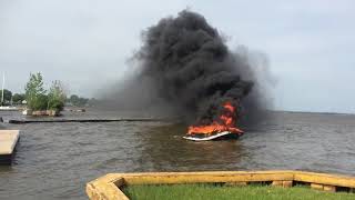 Boat catches on fire