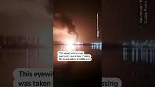 Moment Russian air strikes hit Ukrainian port