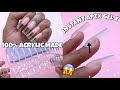 Trying New SQUARE Instant Apex Tipex Nails 🙌🏽✨ | Acrylic Sculpted Gel X Nails | Five Angeles Review