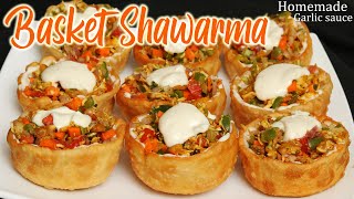 Chicken Flower pot shawarma|Basket Shawarma|Chicken Shawarma|Shawarma bites|Easy iftar snack