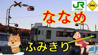 【踏切】寄居ななめ踏切 JR八高線　Japan Railway crossing JR Hachiko LINE RAILWAY(Saitama japan)