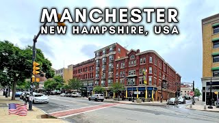 New Hampshire Walking Tour, USA - Downtown Manchester - 4K