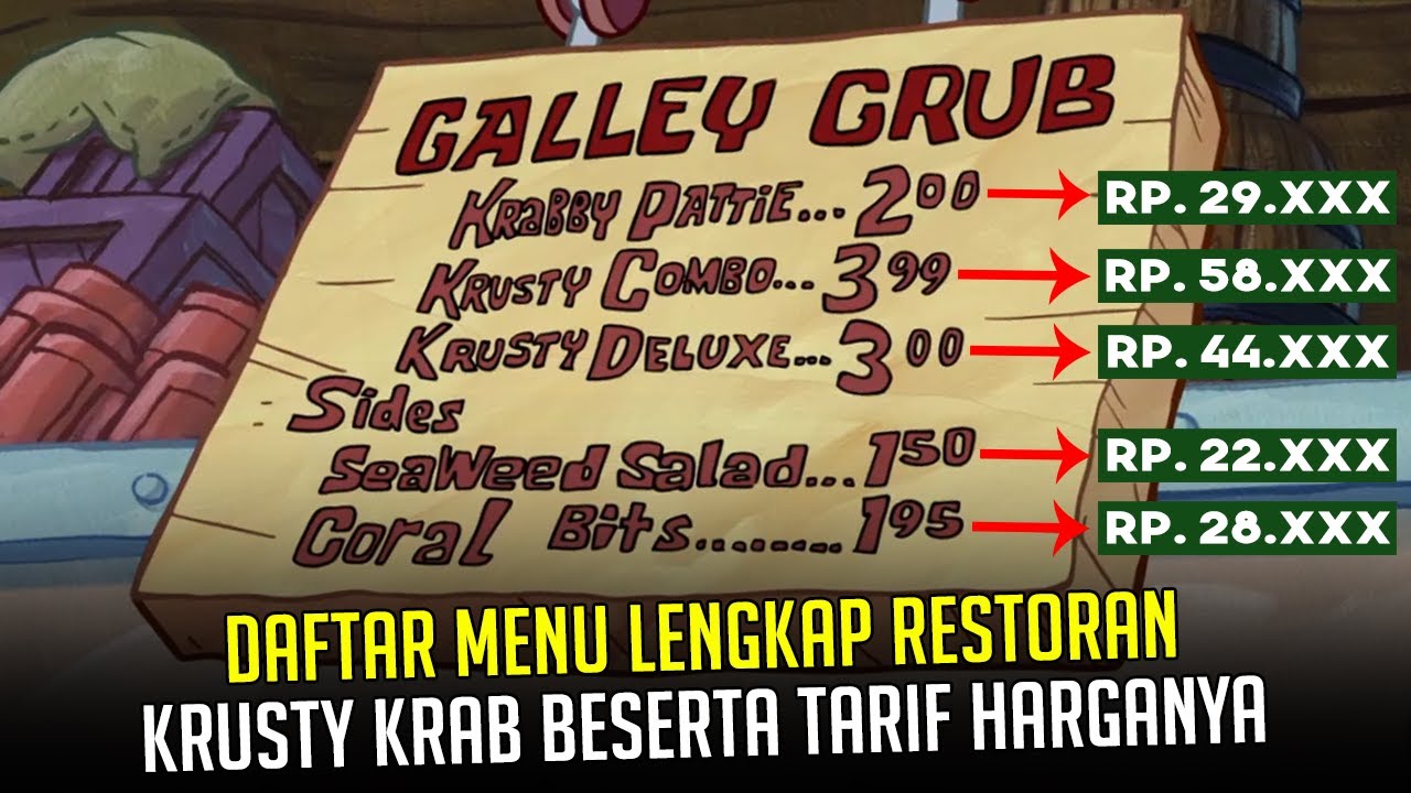The Krusty Krab Menu