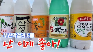 부산을 싹~ 뒤져서 남은 막걸리 다 모아봤습니다. 부산막걸리5종 맛 비교