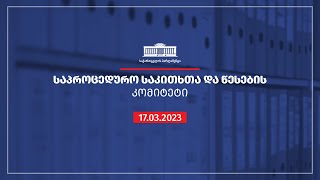 საპროცედურო საკითხთა და წესების კომიტეტის სხდომა  -  17.03.2023