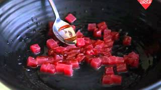 Chef Manish Mehrortra prepares his signature tuna bhel ceviche