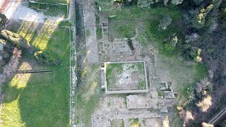 Populonia Archeological Park (drone), Piombino, Livorno, Tuscany, Italy, Europe