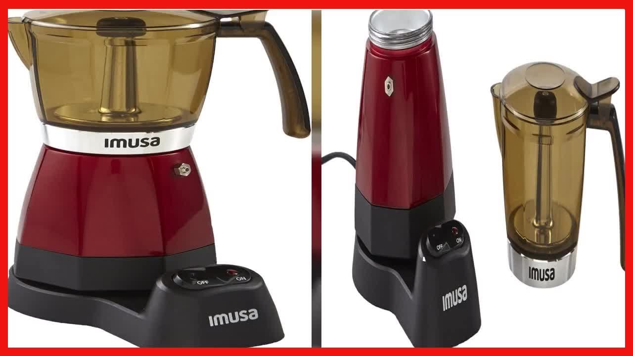 IMUSA USA Electric Espresso/Moka Maker, 3-6 Cups, Red - YouTube