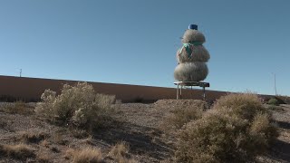 Tumbleweed snowman ushers in the holiday season