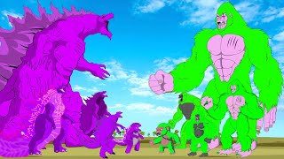 Evolution of PURPLE GODZILLA vs Evolution of GREEN KING KONG: POWER LEVEL??? - FUNNY