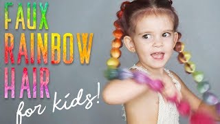 FAUX RAINBOW HAIR | Create easy crazy long colorful braids!