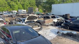 Arson investigators looking into fire that charred 15 cars at tow lot