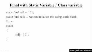 113. Final with Static variable in Java Programming (Hindi)