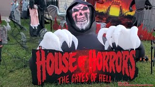 House of Horror Gates of Hell Checking out Local Scary Halloween Yard Display in Spooky Lane 2022 HD