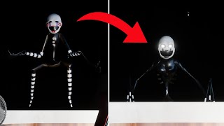 The Puppet transforms to Nightmarionne behind the desk - Five Nights at Freddy's: Security Breach