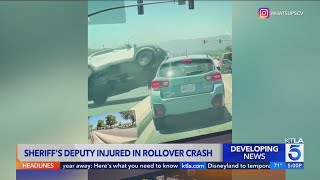 Violent rollover crash sends L.A. deputy's car barreling through intersection