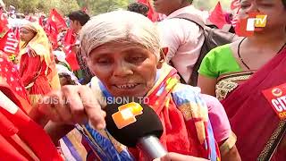 Various trade unions like CITU, AITUC, UTUC and AICCTU stage protests in Bhubaneswar for salary hike