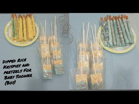 Dipped Rice Krispies and Pretzels for a Baby Shower (boy) Dipped Rice Krispies and Pretzels for a Baby Shower (boy)