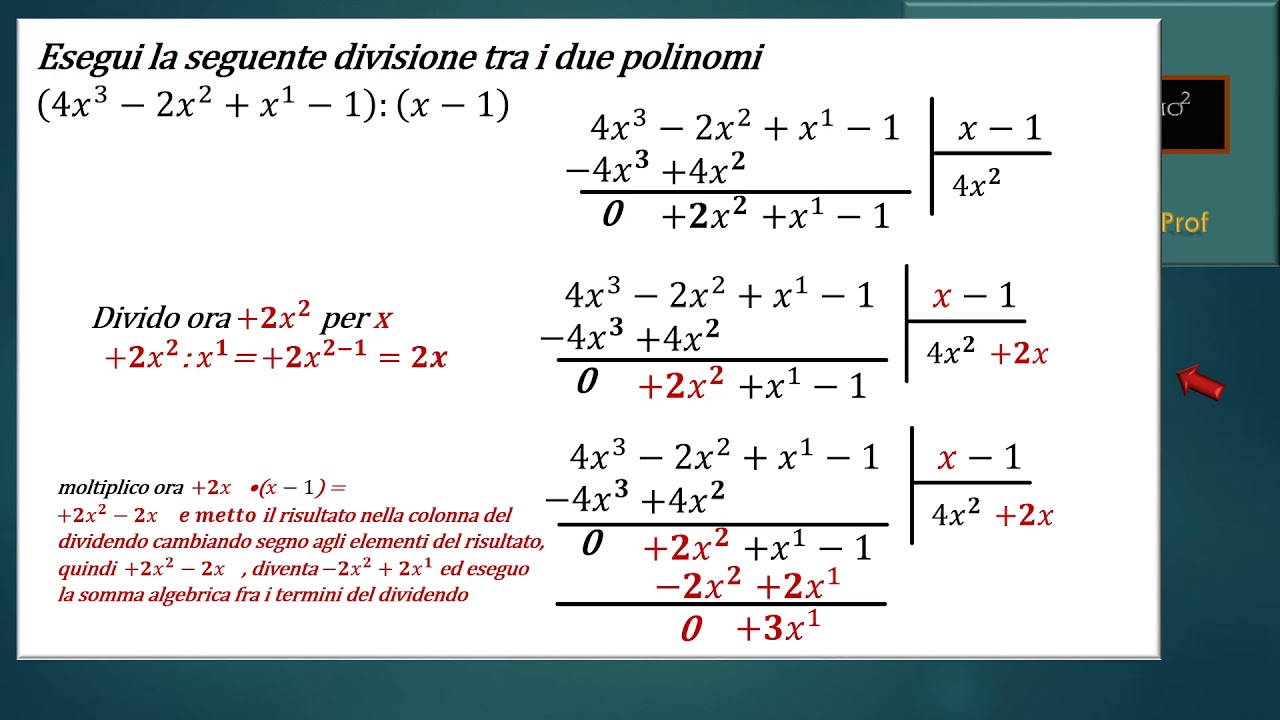 Matematica Divisione Tra Polinomi Esempio Con Polinomio Completo - YouTube