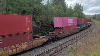 Eastbound CPKC intermodel 104 works around the curve on September 19th, 2024.