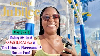 My FIRST Coaster At Sea On Carnival Jubilee + Ropes Course & Mini Golf | Mahogany Bay, Roatan Fun!