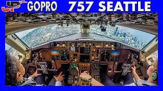 BOEING 757-200 landing at Seattle Sea-Tac Airport | Flight Deck GoPro View