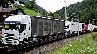 Trucks on train ● ROLA  ● Brennerbahn, Austria