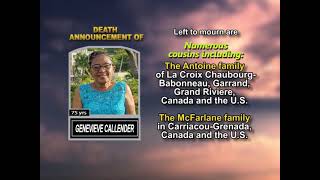 Genevieve Callender ~ Long Obituary