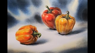 Paint the realistic still life with Watercolor 002 ( Sweet Bell Peppers ) 靜物水彩002 - 甜椒