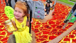 PiRATE vs FAIRY - THE FLOOR IS LAVA CHALLENGE at Park!! Adleys new favorite game with Dad!