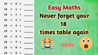Maths Tricks/Easy way to Learn 18 times Table/Multiplication