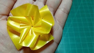 วิธีพับเหรียญโปรยทาน ดอกทานตะวัน/Diy flower ribbon